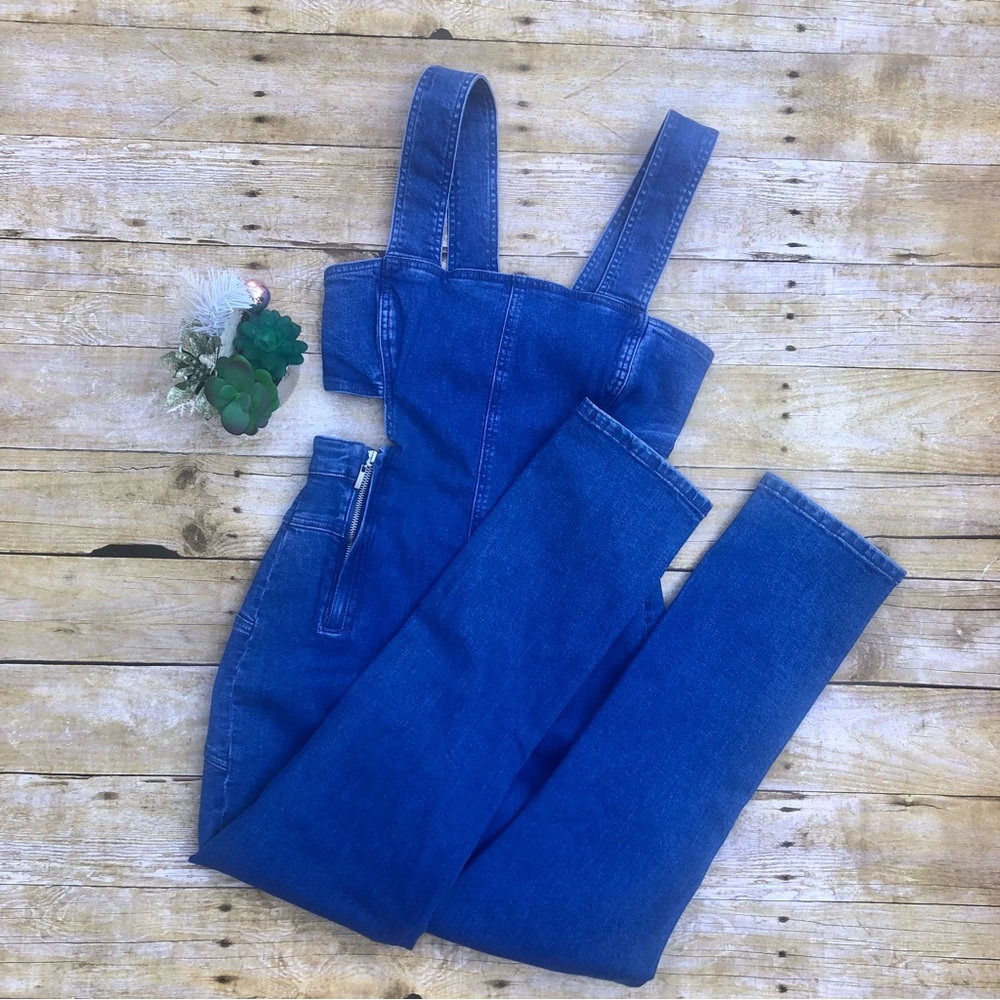 ⚔️SOLD⚔️ Kendall + Kylie Cut Out Denim Jumpsuit Blue Jean Overalls Small - Picture 4 of 10